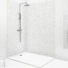 Lot de 2 panneaux de douche en aluminium (90x220 & 120x220 cm) + profilés blanc - Terrazzo Mineral - Multicolore