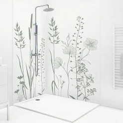 Lot de 2 panneaux de douche en aluminium (90x220 & 120x220 cm) + profilés blanc - Vegetalist - Vert