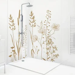 Lot de 2 panneaux de douche en aluminium (90x220 & 120x220 cm) + profilés blanc - Vegetalist - Marron