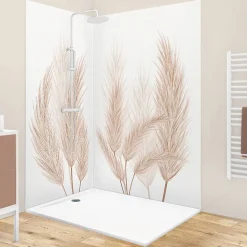 Lot de 2 panneaux de douche en PVC (90x220 & 120x220 cm) + profilés blanc - Pampa - Marron