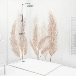 Lot de 2 panneaux de douche en PVC (90x220 & 120x220 cm) + profilés blanc - Pampa - Marron