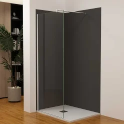 Lot de 2 panneaux muraux de douche Noir mural aluminium avec 3 profiles - L.90 x L.120 x H.210 cm - durable et facile à nettoyer