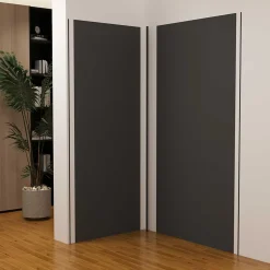 Lot de 2 panneaux muraux de douche Noir mural aluminium avec 3 profiles - L.90 x L.120 x H.210 cm - durable et facile à nettoyer