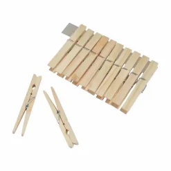 Lot de 12 Pinces à Linge "Bois" 10cm Naturel