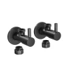 Lot de 2 robinets mural d'angle design en laiton noir, raccord rigide 3/8", facile à installer, avec rosace 7009, connexions DIN