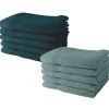 Lot de 10 serviettes de Toilette TODAY 50x90 cm 100% Coton - 5 paon + 5 celadon