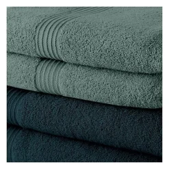 Lot de 10 serviettes de Toilette TODAY 50x90 cm 100% Coton - 5 paon + 5 celadon