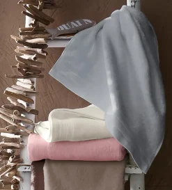 Lot de 2 Serviettes De Toilette Unies et Colorées (50x100 cm - Ficelle)