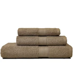 Lot De 3 Serviettes De Toilette Coordonnées En Coton Éponge De Couleur Noisette, De Tailles Différentes