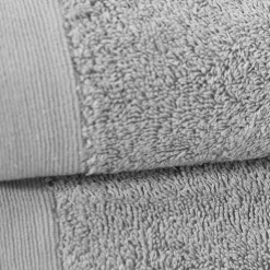 Lot de 2 serviettes de toilette 500 g/m² Gris Perle 50x90 cm STUDIO
