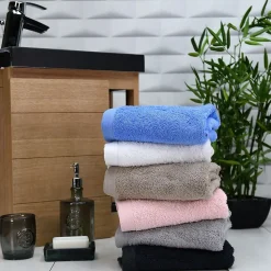 Lot de 2 serviettes de toilette 500 g/m² Carbone 50x90 cm STUDIO