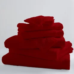 Lot de 2 Serviettes Invités Unies et Colorées (33x50 cm - Griotte)