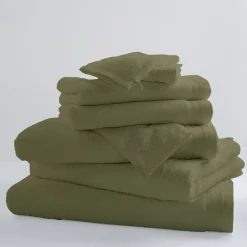 Lot de 2 Serviettes Invités Unies et Colorées (33x50 cm - Vert tilleul)