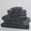 Lot de 2 Serviettes Invités Unies et Colorées (33x50 cm - Noir)