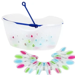 Lot Panier + 24 pinces à linge bi-matière MSV
