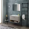 Lotto Meuble De Salle De Bain Mural 80Cm Avec Lavabo Et Miroir