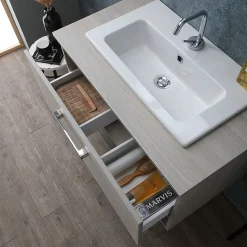 Lotto Meuble De Salle De Bain Mural 80Cm Avec Lavabo Et Miroir