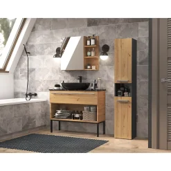LUANA - Meuble salle de bain 2 portes - 31x30x174 cm - Colonne rangement SDB