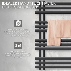 LuxeBath Radiateur Design Iron EM 500x1000 mm Anthracite Raccord Central au Bas