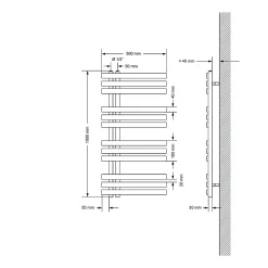 LuxeBath Radiateur Design Iron EM 500x1000 mm Anthracite Raccord Central au Bas