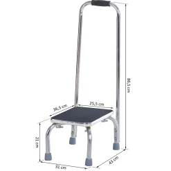 Marche avec barre d'appui - marchepied de sécurité - marche d'accès au bain - plateforme & patins antidérapants - acier galvanisé