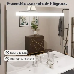 Meuble ALTEA 140 cm avec plan double vasque et miroir led Elégance - Cambrian oak