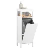 Meuble Bas de Salle de Bain avec Corbeille à Linge, Armoire Toilette, BZR122-W, SoBuy