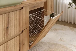 Meuble bas de salle de bain 40 cm avec panier à linge et plan NOVA chêne Coast Evoke