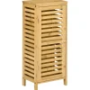 Meuble bas de salle de bain une porte - étagère réglable - bois de bambou verni