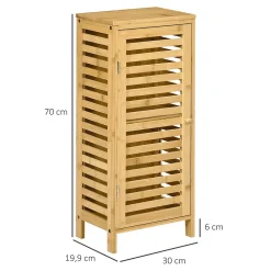 Meuble bas de salle de bain une porte - étagère réglable - bois de bambou verni