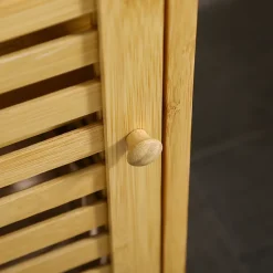 Meuble bas de salle de bain une porte - étagère réglable - bois de bambou verni