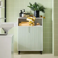 Meuble Bas de Salle de Bain Meuble de Rangement avec 2 Portes, BZR138-GR, SoBuy