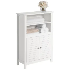Meuble Bas de Salle de Bain Buffet Commode Armoire de Rangement, BZR13-W, SoBuy