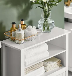 Meuble Bas de Salle de Bain Buffet Commode Armoire de Rangement, BZR13-W, SoBuy