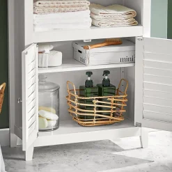 Meuble Bas de Salle de Bain Buffet Commode Armoire de Rangement, BZR13-W, SoBuy