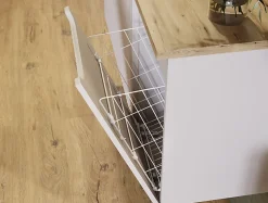 Meuble bas de salle de bain NOVA CACHEMIRE avec panier à linge et plan CHÊNE 40 cm