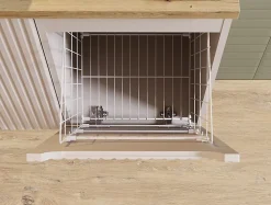 Meuble bas de salle de bain NOVA CACHEMIRE avec panier à linge et plan CHÊNE 40 cm