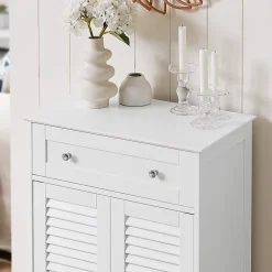 Meuble Bas de Salle de Bain Armoire Toilette Buffet Commode, FRG238-W, SoBuy