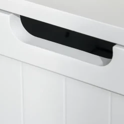 Meuble bas de salle de bain multi-rangements grande niche 2 tiroirs placard double porte avec étagère MDF blanc