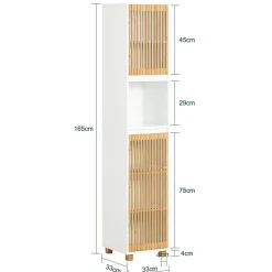 Meuble Colonne Armoire de Salle de Bain avec 2 portes, 1 compartiment, BZR127-W, SoBuy