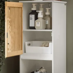Meuble Colonne Armoire de Salle de Bain avec 2 portes, 1 compartiment, BZR127-W, SoBuy