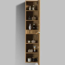 Meuble Colonne Armoire suspendue MDF Chêne 165x35x30cm, charnière à droite, Livrée assemblée - ALICE