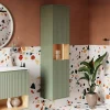 Meuble Colonne Armoire suspendue Vert jade mat MDF 42x170x35cm (LxHxP), Charnières flexibles gauche/droite - BELDIVO