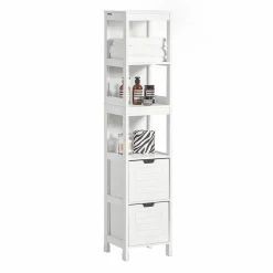 Meuble Colonne de Salle de Bain Armoire Toilette haute, 4 étagère, FRG126-W, SoBuy