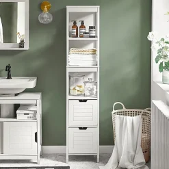Meuble Colonne de Salle de Bain Armoire Toilette haute, 4 étagère, FRG126-W, SoBuy