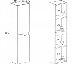 Meuble colonne de salle de bain suspendu MODERN blanc 35 x 136 cm