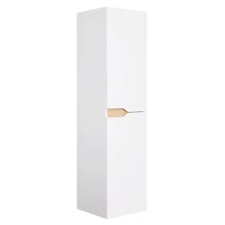 Meuble colonne de salle de bains 2 portes l.30 x H.120 x P.30 cm, blanc mat et bois, Tolima