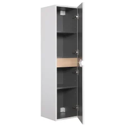 Meuble colonne de salle de bains 2 portes l.30 x H.120 x P.30 cm, blanc mat et bois, Tolima