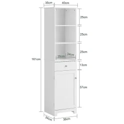 Meuble Colonne de Salle de Bain Armoire Haute Meuble Rangement, BZR17-W, SoBuy