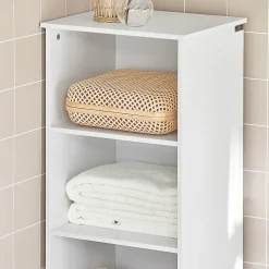 Meuble Colonne de Salle de Bain Armoire Haute Meuble Rangement, BZR17-W, SoBuy
